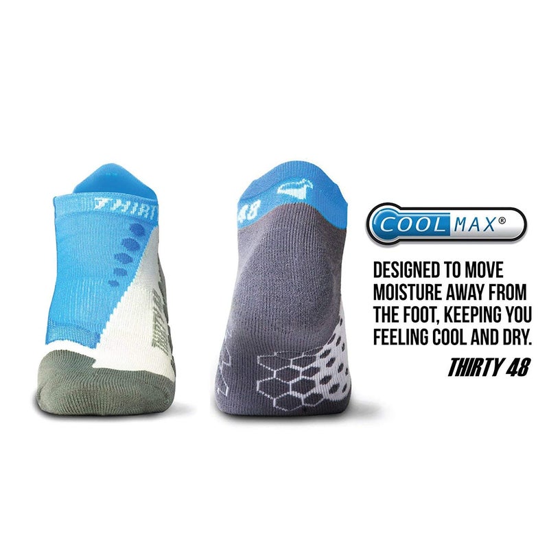 Thirty48 - Ru Cushioned Running Socks Series, with CoolMax Fabric Keeps Feet Cool and Dry, 3 Pack 3 Pack Blue/Gray Medium - Image 2